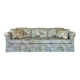 Vintage Sea Foam Green Floral Chintz Sofa For Sale