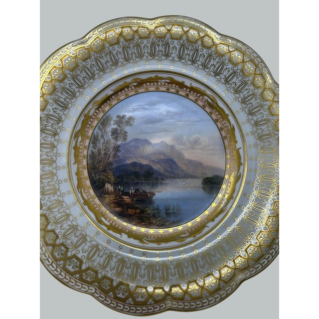 Antique Pair Cabinet Plates Hand Painted Lakes Killarney Kerry Ireland Irish 19Ct For Sale - Image 9 of 11