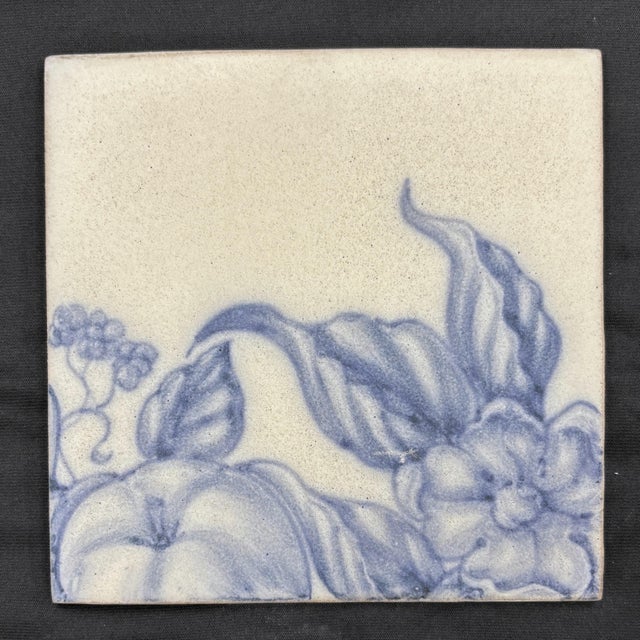 French Country Decorative Ceramic Tile Panel - Watteau Fruit Urn For Sale - Image 3 of 10