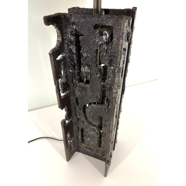 Charcoal Mid 20th Century Brutalist Welded Steel Table Lamp in the Manner of Paul Evans For Sale - Image 8 of 16