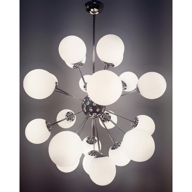 Not Yet Made - Made To Order 21st Century Nova Polished Nickel Matte White Murano Sputnik Chandelier by Fabio LTD For Sale - Image 5 of 7