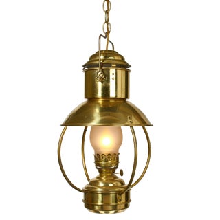 Antique Brass Converted Kerosene Lantern For Sale
