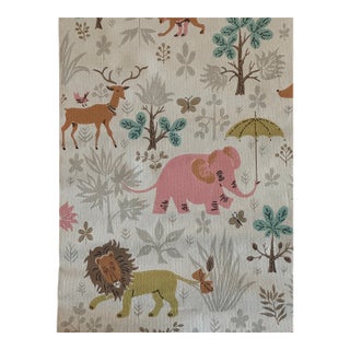 Vintage Whimsical Animal Safari Wallpaper for Children's Room For Sale