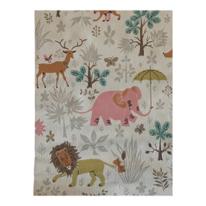 Vintage Whimsical Animal Safari Wallpaper for Children's Room