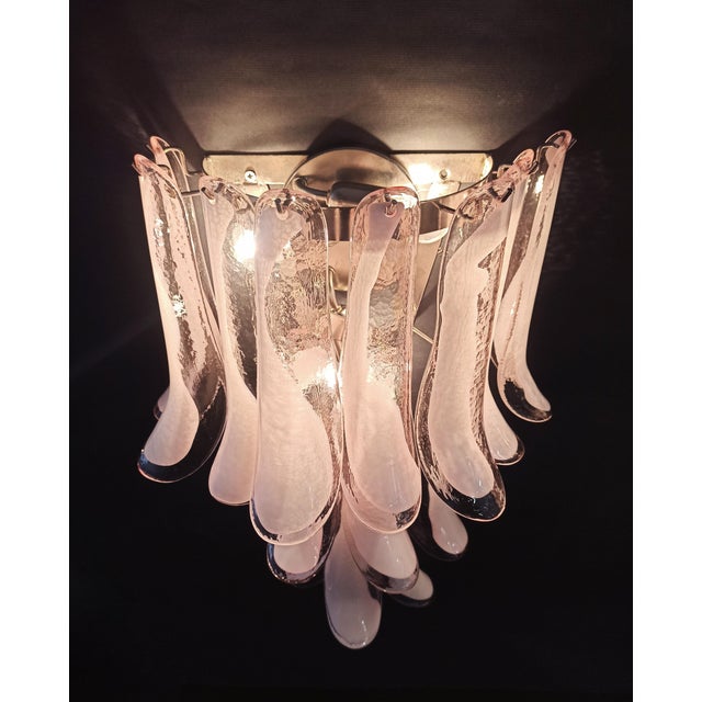 Vintage Italian Murano Wall Lights with Pink and Lattimo Glass Petals, 1990, Set of 2 For Sale - Image 10 of 15