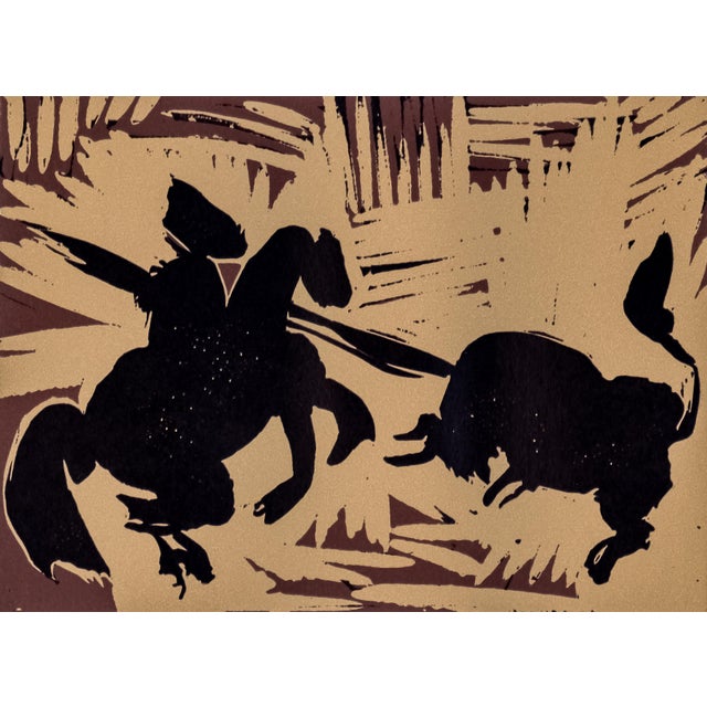 Original 1962 linoleum cut engraving (linocut) after and approved by Pablo Picasso from "Picasso Linoleum Cuts Bacchanals,...