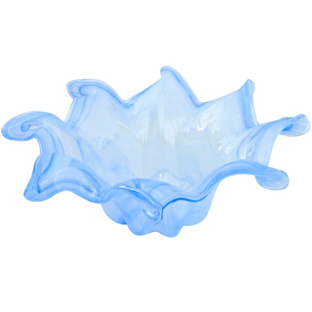 Mid 20th Century Mid 20th Century Lavorazione Arte Murano Art-Glass Centerpiece With Blue Hues For Sale - Image 5 of 8