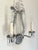 Glass Pair Classical Sconces With Lyre Shape, Circa 1920, Black Iron With Crystal, Restored. For Sale - Image 7 of 7