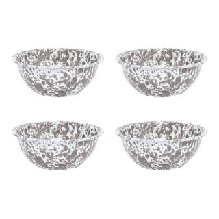 Crow Canyon Home Splatterware, 20 oz. Cereal Bowls in Grey & White - Set of 4 For Sale