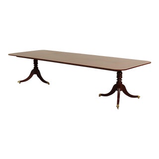 Baker Williamsburg Reproduction Double Pedestal Mahogany Dining Table For Sale