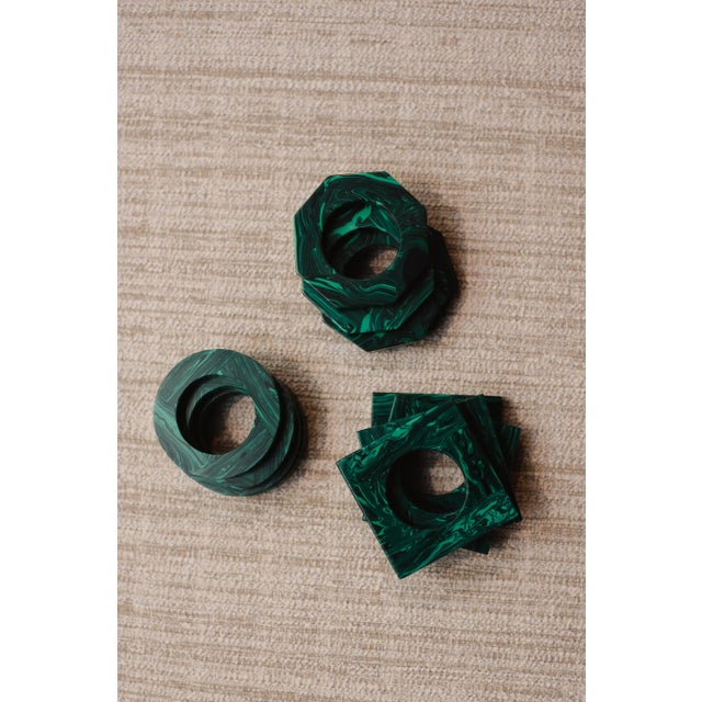 Round Malachite Napkin Rings - Set of 6 For Sale - Image 4 of 10