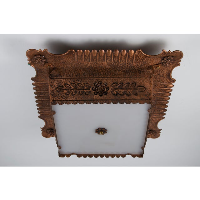 Copper Art Deco Copper and Acrylic Glass Flush Mount, 1930s, Germany For Sale - Image 8 of 15