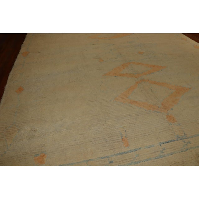 Early 20th Century Zabihi Collection Abstract Oversize Cream Orange Light Turkish Shag Rug - 12'1" x 13'4" For Sale - Image 4 of 6