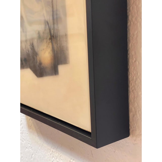 2010s Fire at the Mountain by Brooks Salzwedel | Graphite, Ink, Oil Pastel, Resin on Panel Landscape of a smoky mountain scene. For Sale - Image 5 of 5
