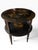 Vintage Chinoiserie Black Lacquer Round Two-Tier Side Table With Glass Top For Sale - Image 9 of 10