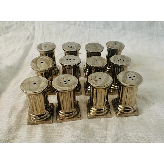 Campaign Godinger Silver Plate Architectural Columns Salt & Pepper Shakers-6 Sets For Sale - Image 3 of 5