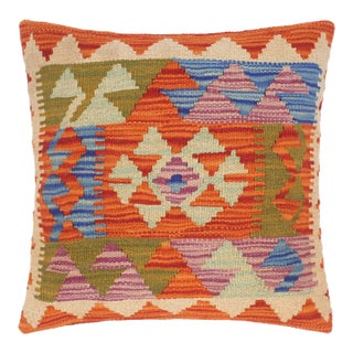 Shabby Chic Turkish Hand Woven Kilim Throw Pillow For Sale