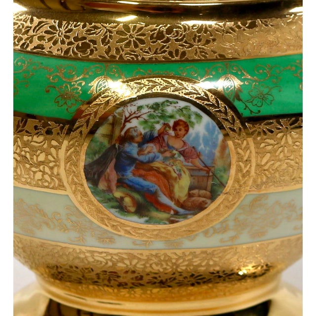 Mid-20th Century LeMieux China 24k Gold Encrusted Porcelain Teapot With Mint Green Band For Sale - Image 12 of 12