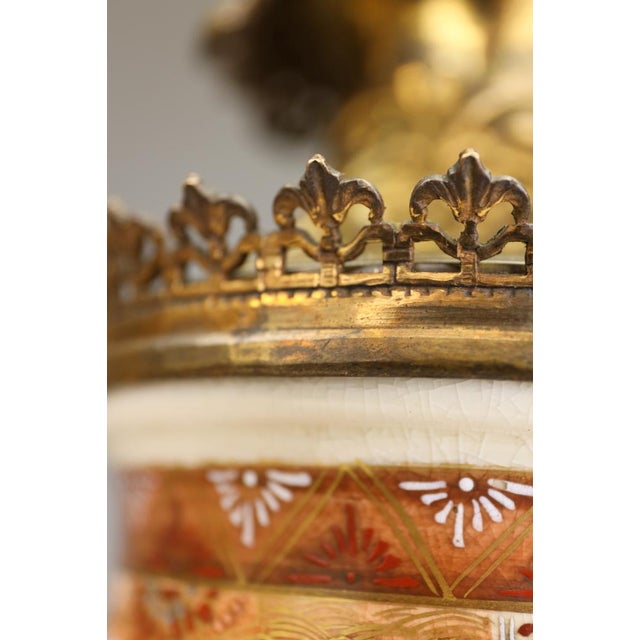 Large Japanese Satsuma Table Lamps in Gilt Bronze Ormolu Mounts, Meiji Period c.1880 by Unknown for Unknown, Set of 2 For Sale - Image 4 of 18