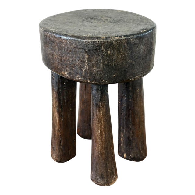 African Vintage Carved Wood Milk Stool Hehe Gogo People Tanzania 11"h For Sale