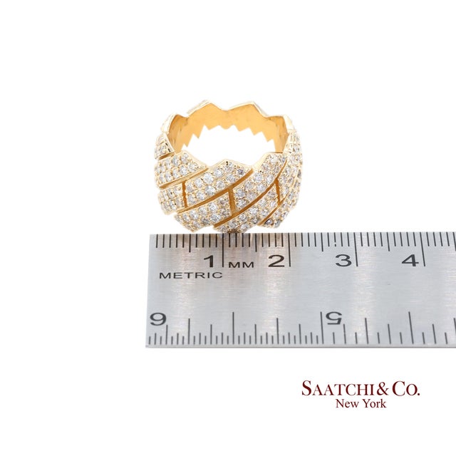 Metal 18k (750) Yellow Gold 4.50 Ct Natural Diamond Ring Band, Size 8 For Sale - Image 7 of 8