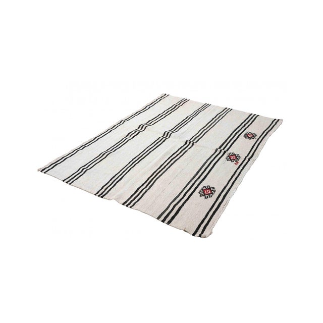 Turkish Vintage Hemp Kilim Rug - 4`7" X 6`2" For Sale - Image 4 of 6