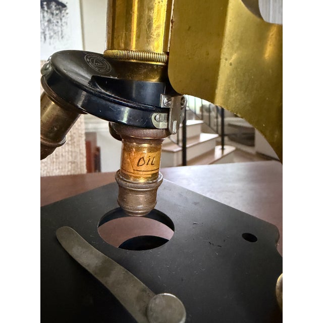 Early 20th Century Bausch & Lomb Brass Microscope in Original Cabinet For Sale In Houston - Image 6 of 18
