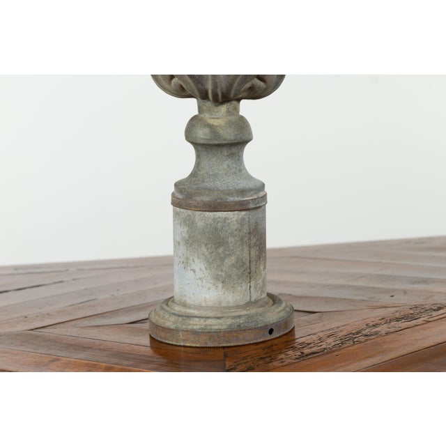 French Turn of the Century 1900s Zinc Pinecone Fragment with Acanthus Leaves For Sale - Image 11 of 12