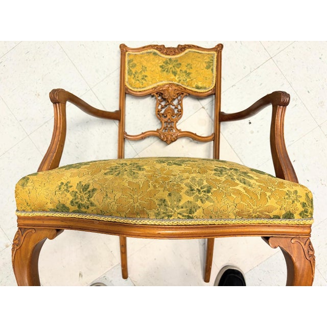 Brown Antique Rococo Revival Salon Chairs — Matching Armchair and Side Chair, Circa 1900 For Sale - Image 8 of 18
