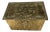Mid 20th Century Pressed Embossed Brass Firewood Coal Kindling Box Fireside Tavern Scene For Sale