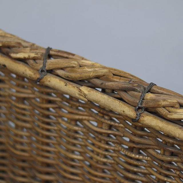 Antique Industrial Factory Wicker Basket For Sale - Image 4 of 10
