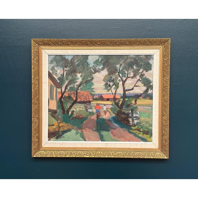 Oskar Person, On Bicycle, 1960s, Oil on Panel, Framed For Sale - Image 10 of 17