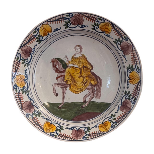 Traditional Pair 18th Century Delft Polychrome Chargers For Sale - Image 3 of 11