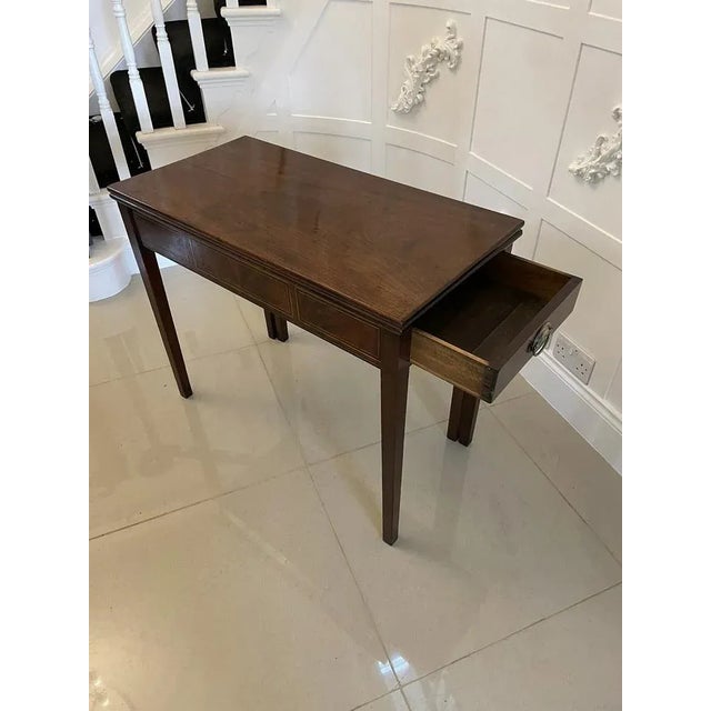 Antique George III Quality Mahogany Inlaid Tea Table For Sale - Image 5 of 12