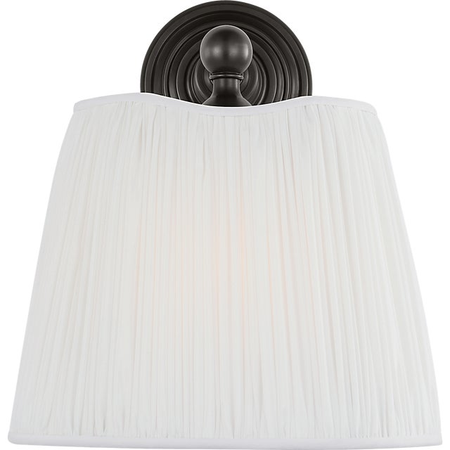 Visual Comfort Amber Lewis for Visual Comfort Signature Matos 11" Sconce in Bronze with Silk Pleat Shade For Sale - Image 4 of 10