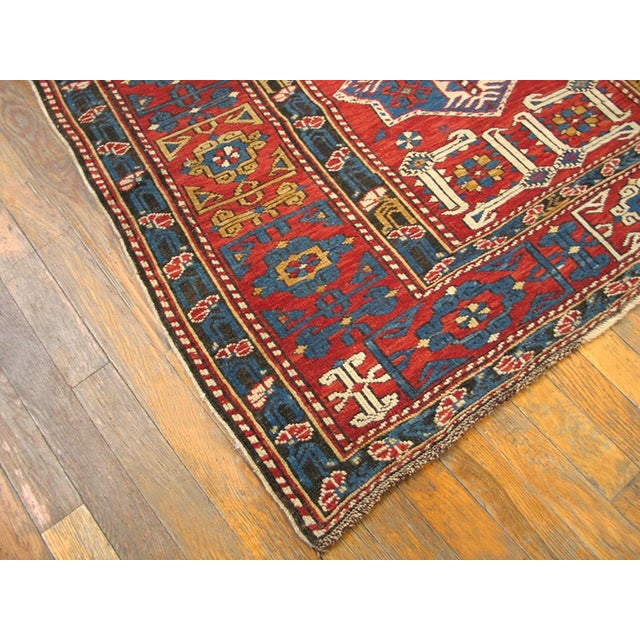 1900s Red Geometric Medallion Antique Caucasian Shirvan Rug 4'0" X 6'8" Knotted Wool Carpet For Sale In New York - Image 6 of 6