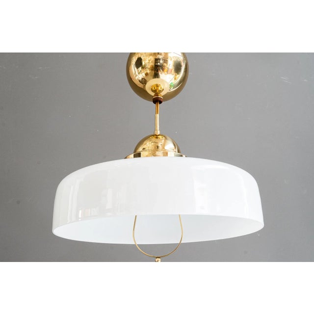 Art Deco Adjustable Pendant with Glass Shade, Vienna, Austria, 1920s For Sale - Image 3 of 18