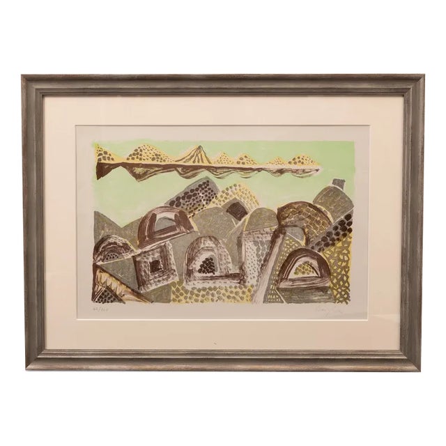Eduard Bargheer, Village in the Desert, Color Lithograph For Sale