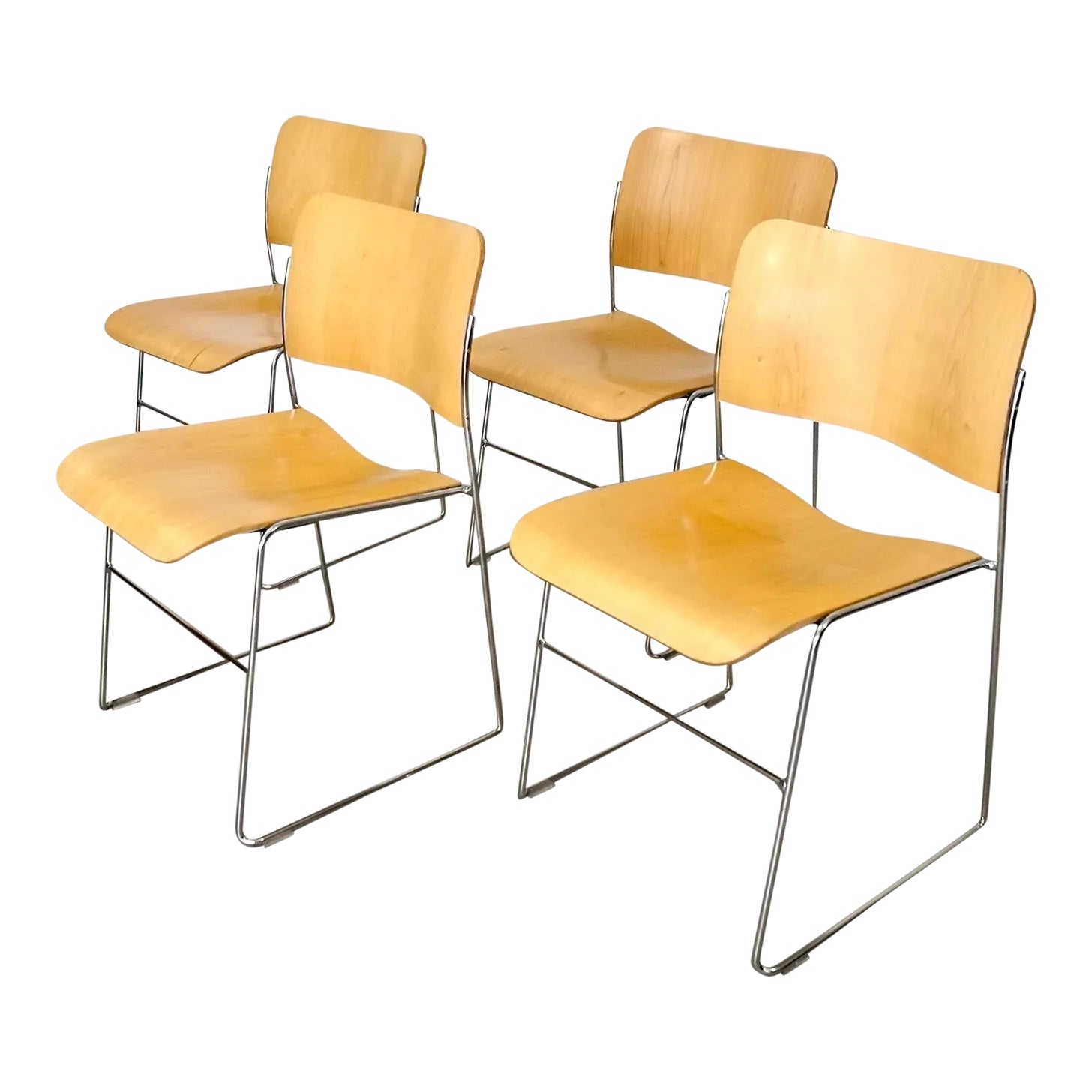 David Rowland Maple & Chrome 40/4 Side Chairs - Set of 4 | Chairish