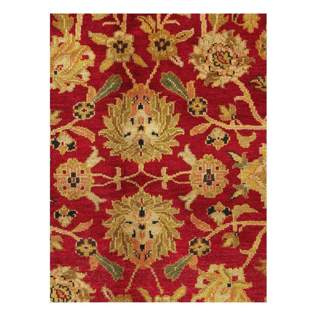 Traditional Red Color Fine Hand Knotted Tabriz Design Rug 8'9'' X 11'11'' For Sale - Image 3 of 10