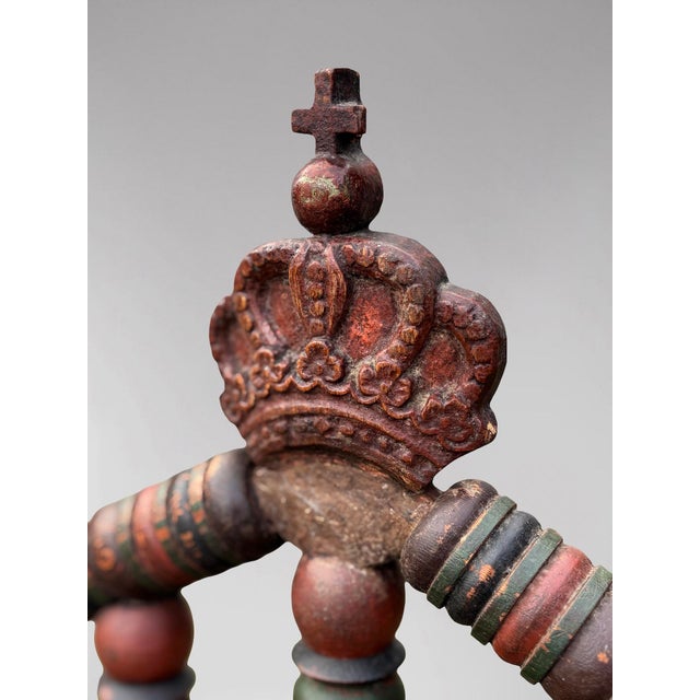 Brown Antique Swedish Bobbin Country Throne Armchair, 1800 For Sale - Image 8 of 15