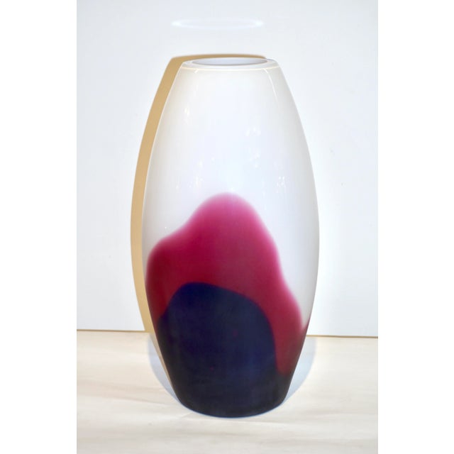 White Formia 1980 Italian Vintage Purple Blue White Murano Glass Sleek Design Vase For Sale - Image 8 of 10