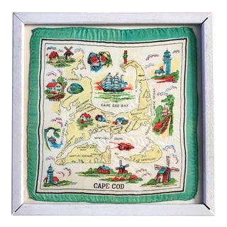 Vintage Cape Cod Map Scarf, Framed For Sale