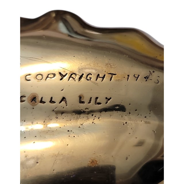 1940s Vintage Brass Calla Lily Leaf Catchall For Sale - Image 5 of 5