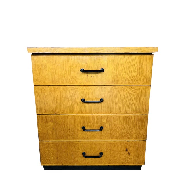 Mid-Century Oak Storage Cabinet on Wheels, 1960s For Sale