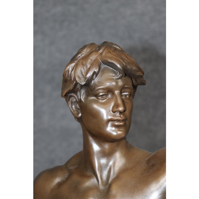 Antique French Bronze Titled Le Devoir Civique, After Eugene Marioton. For Sale In Philadelphia - Image 6 of 16