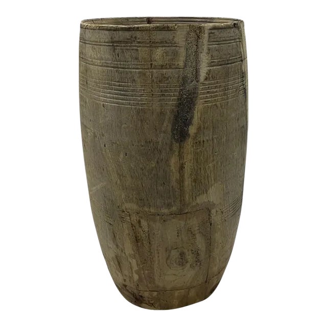 Vintage Indian Wood Vessel For Sale