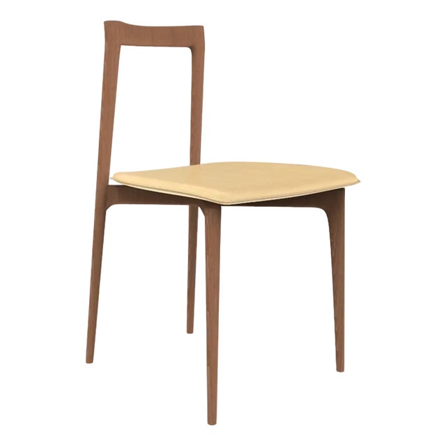 Modern Linea 605 Grey Chair in Beige Leather and Wood by Collector Studio For Sale