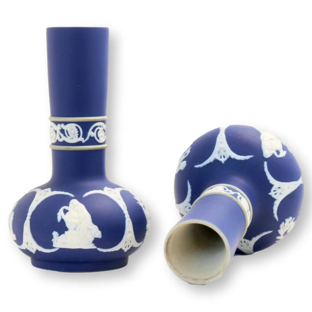 Antique English Jasperware Bud Vases, a Pair For Sale - Image 4 of 7