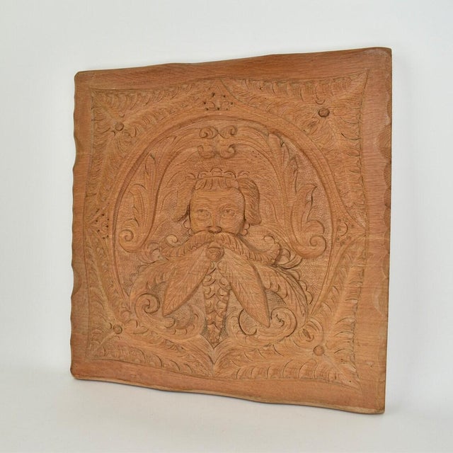 Vintage French Oak Wood Carved Wall Decor Panel For Sale - Image 6 of 7